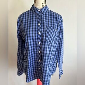 Vineyard Vines Women’s Blue Checkered Cotton/ Cashmere Shirt
